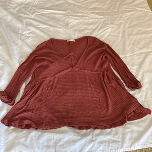 Altar'd State Red Top with Button Accents.  Size Medium